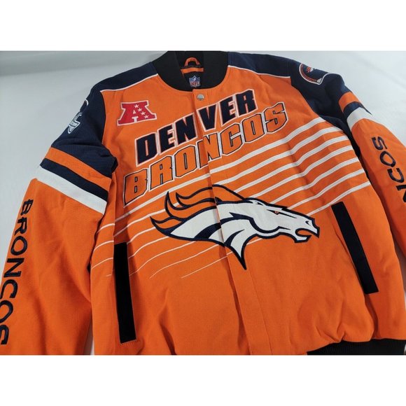 New! NFL Denver Broncos Embroidered Cotton Canvas Varsity Jacket Coat Men Sz XL - Picture 3 of 12